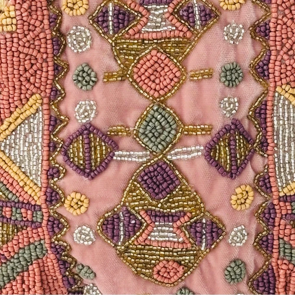 Hoss Intropia Beaded Evening Bag NWT KISS Lock Earthy Colors Tribal-Design Boho - Picture 3 of 9